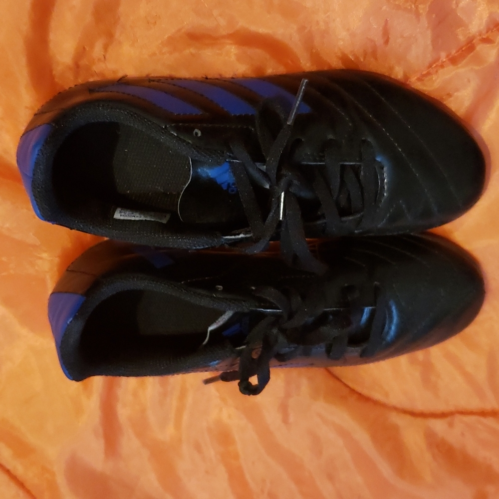 adidas Goletto VII Firm Ground Soccer Cleats Black Blue FV2894 Kids Size 3